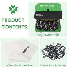 BYANE 100-Foot Carbide Chainsaw Chain Bulk Reel 3/8" Pitch .050" Gauge