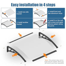 48x120in Window Door Awning One-Piece Seamless Overhang UV/Rainproof Canopy