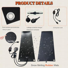iumLeap Heated Snow Melting Mats for Driveways, Anti-Slip Electric Ice Melt Rubber Pads for Decks, Sidewalks, Walkways, Stairs, Custom Sizes, 2 in/h Snow Removal Speed, 5 Pcs-10x30in