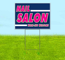 Nail Salon Walk Ins Welcome (18" x 24") Yard Sign, Quantity Discounts, Multi-Packs, Includes Metal Step Stake, Bandit, New, Advertising, USA