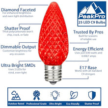 Novelty Lights 250CT C9 LED Faceted Ultra Bright Dimmable Outdoor Christmas Light Replacement Bulbs - Decorative Multicolor Lights