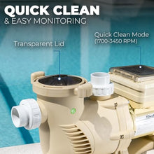 XtremepowerUS SuperFlow Variable Speed High-Flo Pool Pump In-Ground Swimming Pool Energy Efficient 230V, 1-1/2” & 2” Adapter Build-in Timer Control Panel (2.2, Horsepower)