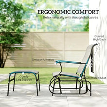Amgalers Outdoor Glider Chair with Ottoman, Mesh Patio Glider, Anti-Rust Steel Frame, Anti-Slip Pads for Porch Garden Backyard(Gray)