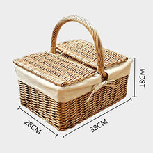 Storage Basket,Double Lid Classic Wicker Picnic Rattan Flip Idyllic Woven Shopping Fruit Outdoor Wild Food