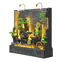 Elegant Zen Landscape Waterfall Fountain with LED Lighting and Artificial Greenery – Indoor and Outdoor Feng Shui Water Feature for Home and Garden Décor(#2741)