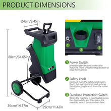 QIUNAOZI Garden Mulcher, 2400W Tree Branch Crushing Machine, Overload/Blockage Protection, 40mm Cutting Capacity, 4500rpm, Reinforced Rotary Double Blade, for Composting and Yard Waste