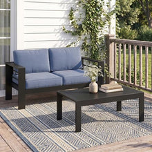 Solaste Aluminum Outdoor Loveseat with Coffee Table,2 PCS Patio Furniture Set with Cushions, All-Weather Outdoor Patio Sofa Sets for Balcony, Deck, Backyard, Porch, Garden, Blue