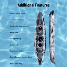 Garvee 12.4FT 2-Person Fishing Kayak with Paddle Black White