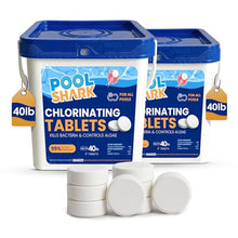 Pool Shark Swimming Pool Chlorine Tablets 80 lbs (2x40) 3-Inch Chlorine Tablets Slow-Dissolving 90% Active Chlorine Tabs Pool Chemicals for Inground Pools Above Ground Pools Saltwater Spa Hot Tub