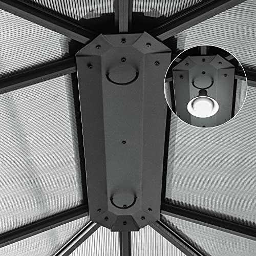 DWVO 10x12ft Polycarbonate Hardtop Gazebo with Netting and Curtains Gray Single Roof