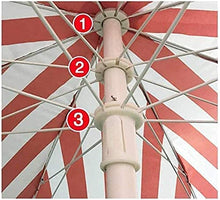 Housewares Sun Parasol Umbrella Garden 2.4m Striped Beach Umbrella Umbrellas, with Three-layer 8 Metal Reinforced Support Frames, for Outdoor Cafe Balcony Pool Without Base (Color : (Red)