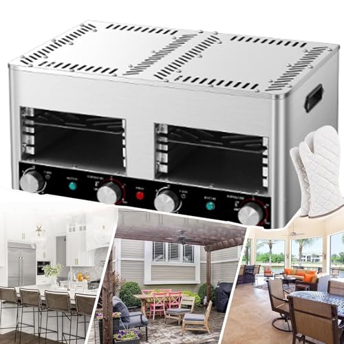 Automatic Steak Smoker Broiler,Electric Steak Broilerw/Glove,1700w/3400w Indoor Commercial Steak Grill-4/8 Grilling Slots,Time Temperature Adjustable For Beef Chicken Vegetables,B
