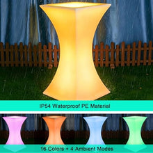 HXYhydrypd RGB 16 Colors LED Light Up Bar Table, IP54 Waterproof Rechargeable Glowing High Top Cocktail Table with Remote for Party Patio Nightclub