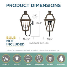Quoizel Rue De Royal Charleston Outdoor Wall Lantern 4-Light Industrial Bronze
