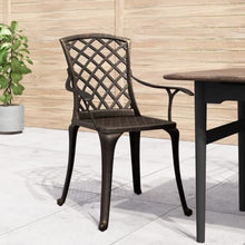 Kaorsrow Patio Chairs Set of 6, Cast Aluminum Outdoor Dining Chairs with High Back and Armrests, Bronze Metal Garden Seating for Porch, Backyard, Lawn and Deck, 24" x 23.6" x 36.6"