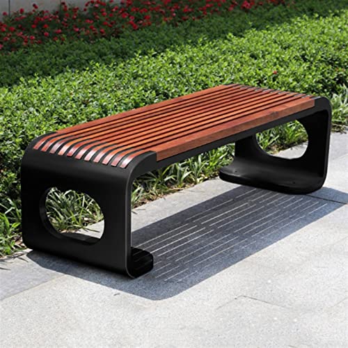 Outdoor Bench Outdoor Backless Bench Stainless Steel Frame Bench Wooden Seat Board Simple Park Bench Park Durable Park Leisure Furniture Garden Bench (Color : Brass )