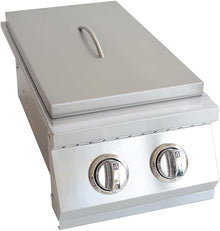 KoKoMo Grills Professional Double Side Burner with Removable Cover Built-in 304 Stainless Steel Dual 12000 BTU Cast Brass Liquid Propane Burners Sure Light Ignition LED Knobs for BBQ Island Grill