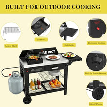 50,000BTU Outdoor Wok Station with Wheels,12.59” Steel Wok, Storage Drawer