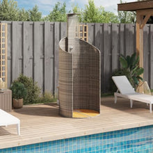 Outdoor Shower Freestanding Poly Rattan and Acacia Wood Garden Shower 39.4"x39.4"x95.1" with Rotatable Spray