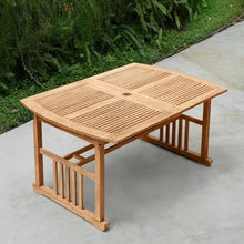 Cambridge Casual Caterina Teak Wood 6-Piece Outdoor Dining Set Natural Teak/Navy Cushion
