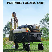Heavy Duty Steel Collapsible Folding Wagon, 100Kg Outdoor Beach Garden Utility Wagon Cart W/8'' All Terrain Wheels, Portable Adjustable Handle Camping Cart W/Cup Holders,B-5''