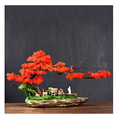 Simulation Bonsai Welcome Pine Ornaments Office Living Room Porch Decoration Crafts Opening Gift Plant House Plant (Color : L) (M)