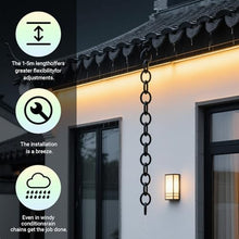 OGMOYT Matte Black Aluminum Rain Chain, 8.5 Ft Decorative Gutter Downspout with Durable Powder Coated Rings, Rust Resistant Water Drainage System for Outdoor Patio Garden Aesthetics and Easy Assembly