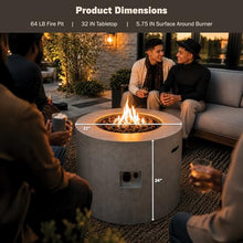 Kinger Home Loren 32-Inch Round Propane Fire Pit Table, Alloy Steel Outdoor Fire Pit with 50,000 BTUs, Includes a Burner lid, Lava Rocks and Weather Resistance Cover