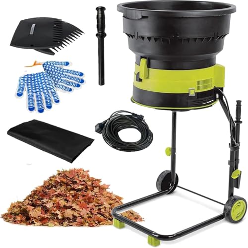 2500W High-Power Garden Shredder Crusher,Electric Leaf Mulcher Shredder,8000rpm Leaves Chippers, Shredders and Mulchers with Wheels and Storage Bag,for Yard Cleanup,Composting,40MPowerCord
