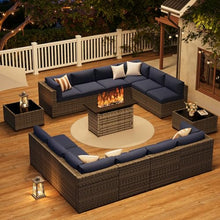 15-Piece Wicker Outdoor Patio Furniture Set with 44" Fire Pit Table