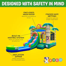 Pogo Bounce House Inflatable Tropical Smiley Castle Combo with Slide and Pool