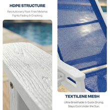 Outdoor HDPE Chaise Lounge Chairs Set of 4, Textilene Pool Loungers
