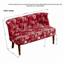 KEIKI 2-Piece Floral Loveseat & Ottoman Bench Set, Tufted, Red