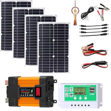 Solar Panel Kit, Complete 4000W/6000W Solar Inverter System Kit, 12V50A Solar Charge Controller with LED Power Display and 2 USB Ports ，100W Waterproof Folding Solar Panel,1× Hanging Ornament(6000w)