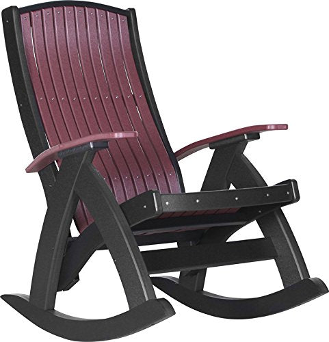 LuxCraft Poly Comfort Rocker Recycled Plastic Outdoor Rocking Chair Cherrywood & Black