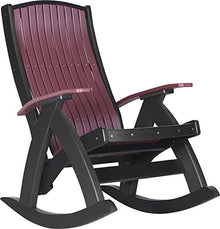 LuxCraft Poly Comfort Rocker Recycled Plastic Outdoor Rocking Chair Cherrywood & Black