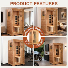 INFRADELUX Personal Far Infrared Sauna for Home Use, 1 Person Low EMF Indoor Sauna, 960W/120V with 6 Carbon Heating Panels, Elevated Base, Built-in Speakers, Control Panel & Tea Tray,35 × 27 × 61 Inch