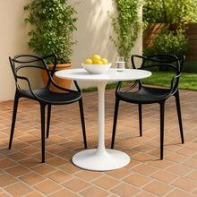 2xhome Modern Dining Chair | Stackable Indoor or Outdoor Entangled Side Chair | Weather Resistant Plastic for Kitchen, Patio, Restaurant, Yard, Porch, Balcony (Set of 6, Black)