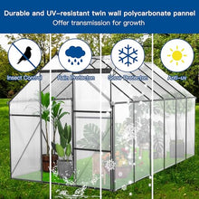 ACQCA 6x12 FT Polycarbonate Greenhouse with Sliding Door and Adjustable Roof Black
