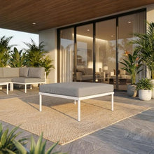 Outdoor Escape White Aluminum Ottoman for Outdoor Patio Lounge, Stylish Weather-Resistant Design, Lightweight Durable Frame, Versatile Seating and Accents