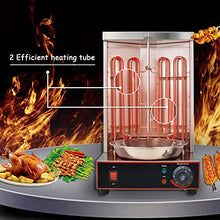 Dntum Shawarma Doner Maker, Automatic Rotation Vertical Kebab Grill, with Temperature Adjustment Switch and 2 Heating Tubes, for Roast Turkey, Taco Roast and Fried Chicken, Home Restaurant Kitchen