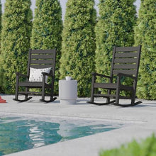 Flash Furniture Manchester Commercial Grade Outdoor Rocking Chair, All-Weather HDPE Indoor/Outdoor Rocker, Set of 2, Gray