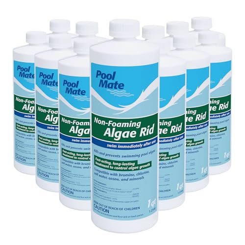 Pool Mate 1-Quart 12-Pack Non-Foaming Algae Rid Pool Algaecide, Made in USA