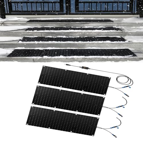 IOUYUP Snow Melting Walkway Mat - Non-Slip Outdoor Rubber Mat with Power Cord for Winter Snow Removal(40x160cmx3Pcs)