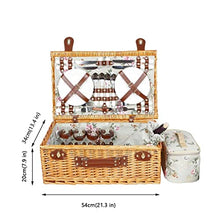 ZYBB Picnic Basket Wicker with Cutlery Insulation Bag Napkin Willow for 4 People (Color:B)
