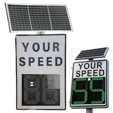 High-Visibility Solar Radar Speed Sign with Overspeed Light/Solar Panel, LED Speed Sign,Auto Red/Green Color Switch, 0–99/0–120 mph, > 1000m Visibility, Aluminu