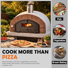 Authentic Pizza Ovens Buena Ventura Sierra Premium Wood-Fired Pizza Oven, Handmade in Portugal, Triple-Insulated Brick Oven, Drop-Down Door, Stainless Steel Chimney, Thermometer & Baking Dish Included
