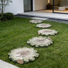 5pcs Flower Stepping Stones for Outdoor Garden,12.6 Inch Artificial Stone Pathway Markers,Weatherproof Garden Walkway Stepping Stones