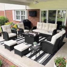 LayinSun 10 Pieces Outdoor Patio Furniture Set with Fire Pit Table