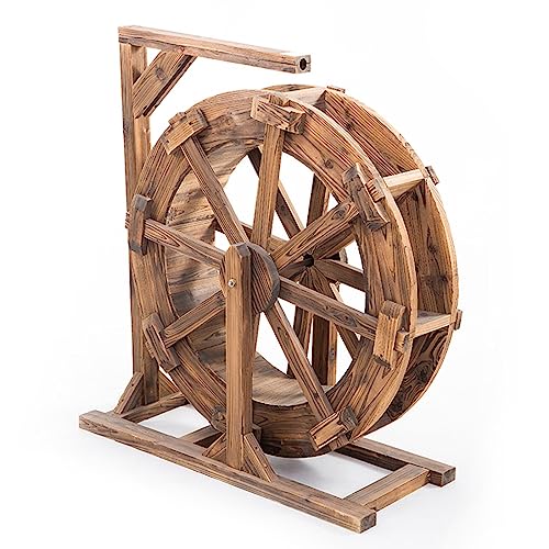 Water Fountain for Garden,Water Wheel Fountain,Vintage Rustic Ornamental Wood Waterfall Waterwheel,Feng Shui Wheels Decorative Balcony Pond,Yard Fountains Outdoor,for Patio Backyard Pool Porch (Size
